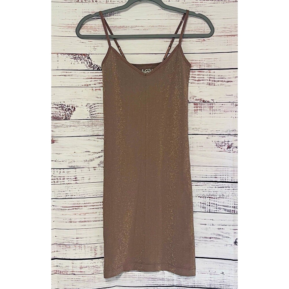 Intimately Free People Brown Metallic Nylon Camisole Slip,  XS/S, Adjustable